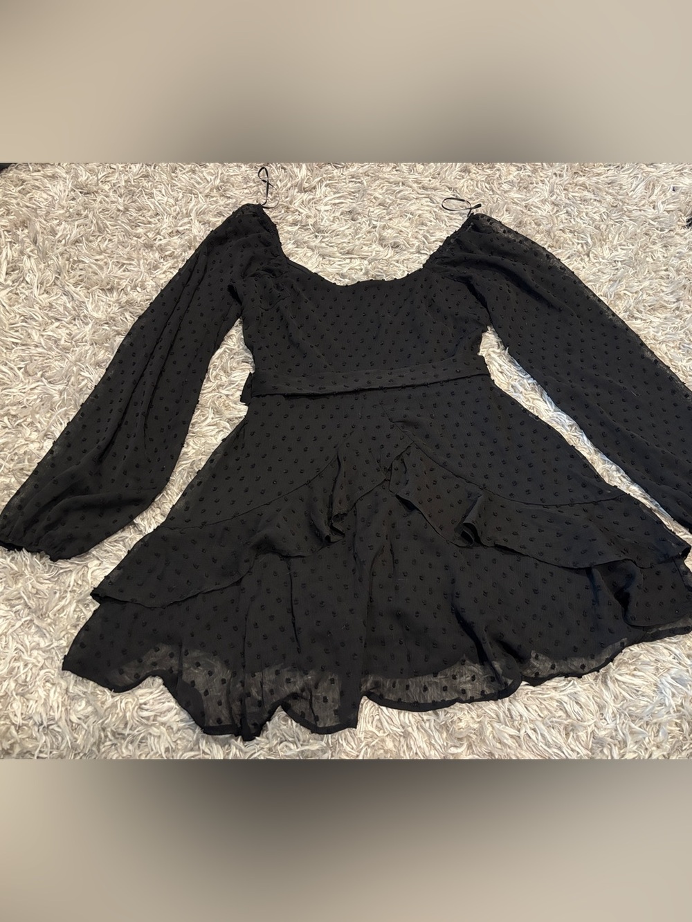 Mi Ami For Francesca's Black Swiss Dot
Long Sleeve Mini Dress Size Medium